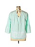 Crown & Ivy 100% Cotton Green 3/4 Sleeve Blouse Size XL - photo 2