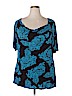 INC International Concepts 100% Rayon Blue Short Sleeve Top Size 2X - photo 1