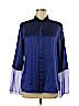 Elie Tahari 100% Silk Blue Long Sleeve Silk Top Size M - photo 1