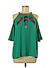 Missy Robertson by Southern Fashion House 100% Polyester Green Short Sleeve Blouse Size M - photo 1