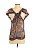 Diane von Furstenberg 100% Silk Brown Short Sleeve Silk Top Size XS - photo 2