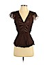 Diane von Furstenberg 100% Silk Brown Short Sleeve Silk Top Size 2 - photo 1