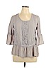 Live To Be Spoiled 100% Polyester Gray 3/4 Sleeve Blouse Size XL - photo 1