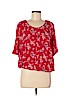 Jenny Han 100% Silk Red Short Sleeve Silk Top Size M - photo 1