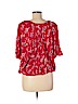 Jenny Han 100% Silk Red Short Sleeve Silk Top Size M - photo 2