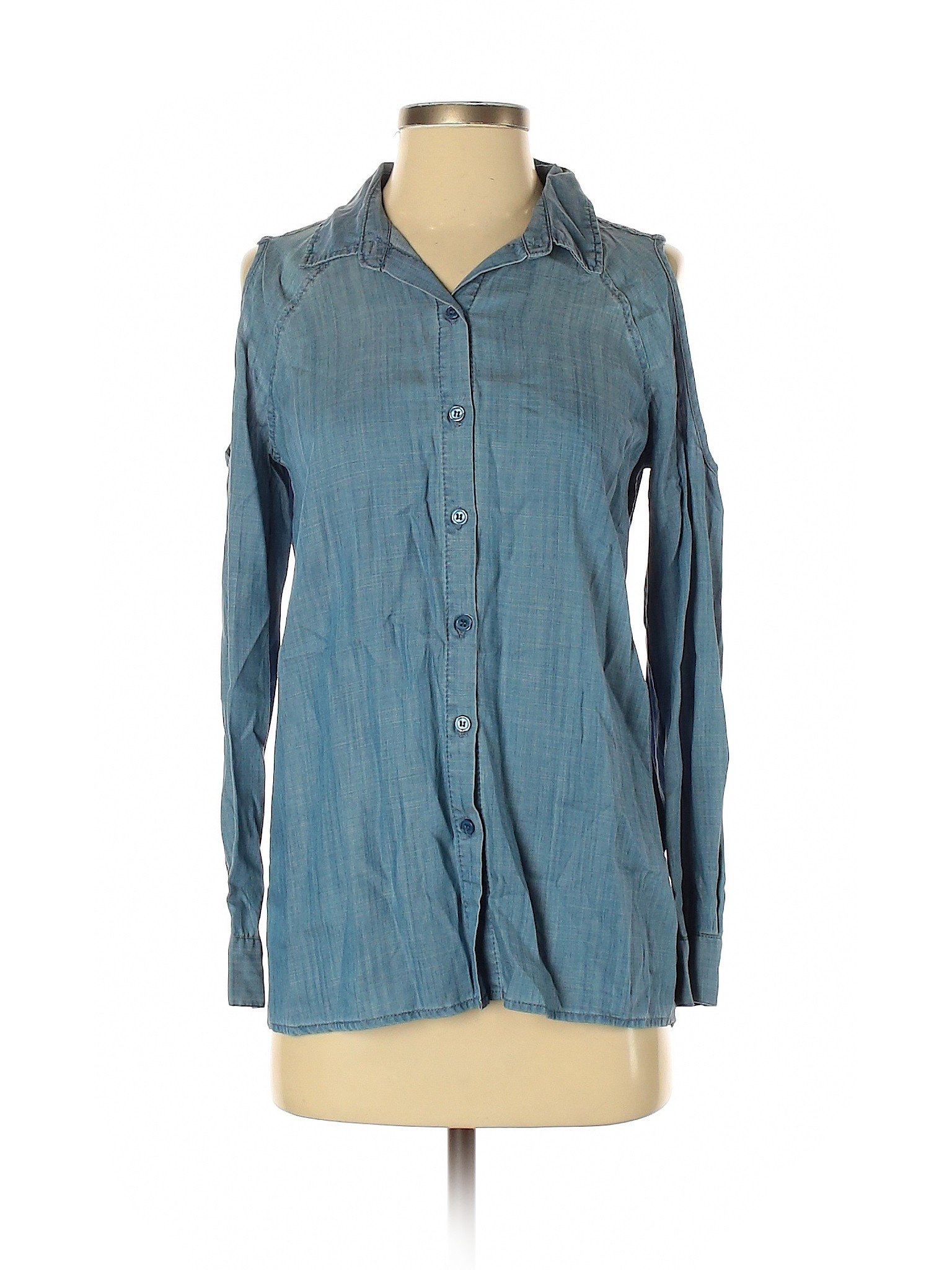 Saks Fifth Avenue Women Blue Long Sleeve Button-Down Shirt XS | eBay
