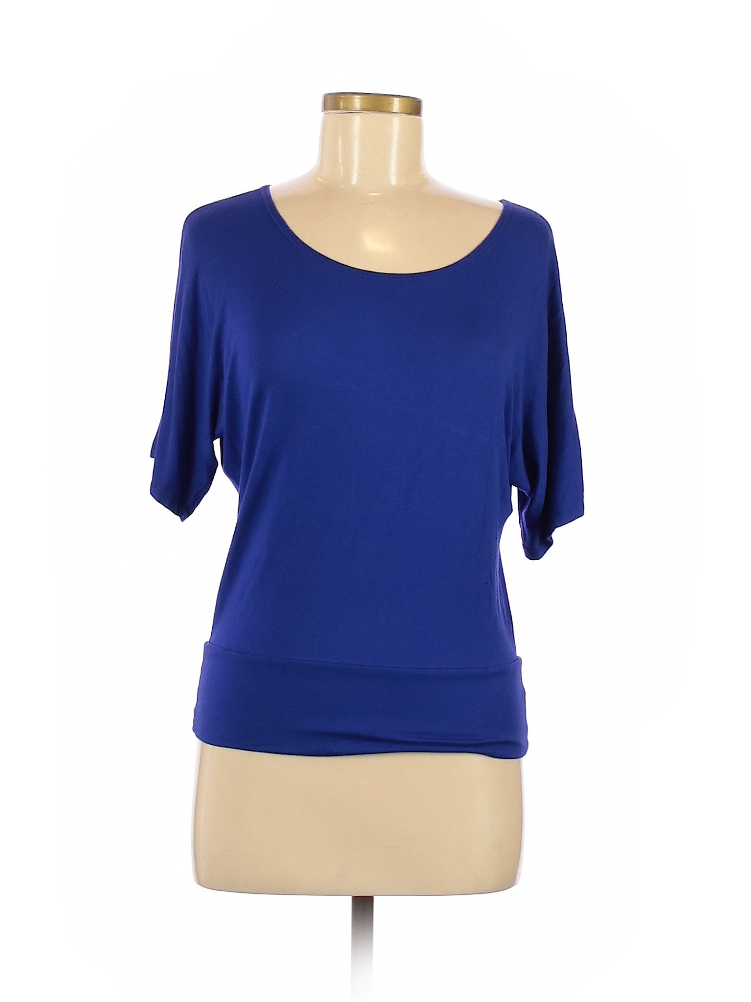 Ashley Blue Solid Blue Short Sleeve Blouse Size M - 55% off | thredUP