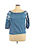 Old Navy 100% Cotton Blue 3/4 Sleeve Blouse Size 14 - photo 1