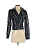 metaphor 100% Viscose Blue Faux Leather Jacket Size XS - photo 1