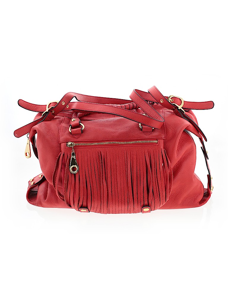 Steven by Steve Madden 100 Leather Solid Red Leather Satchel One Size