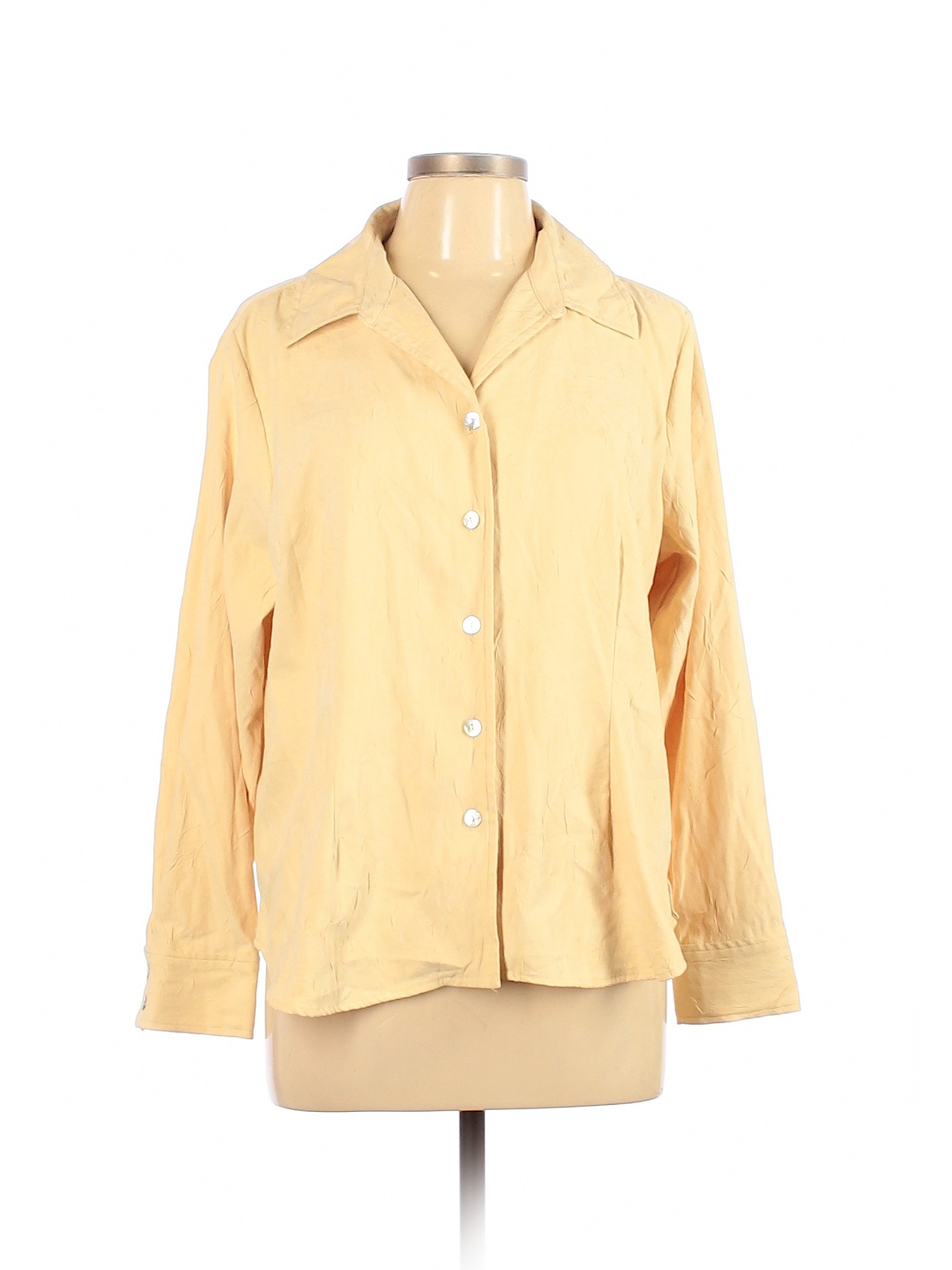 Coldwater Creek Women Yellow Long Sleeve Button-Down Shirt L Petites | eBay