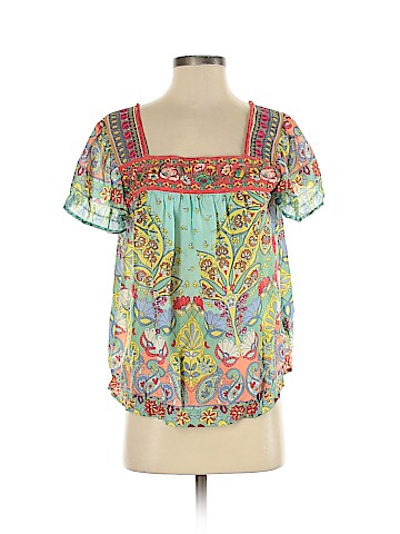 Johnny Was Short Sleeve Silk Top (view 1)