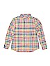 Lands' End 100% Cotton Checkered-gingham White Long Sleeve Button-Down Shirt Size M (youth) - photo 1