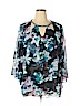 Jennifer Lopez 100% Polyester Blue 3/4 Sleeve Blouse Size 1X - photo 1