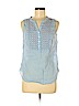 Talbots 100% Cotton Blue Sleeveless Button-Down Shirt Size M (petite) - photo 1