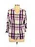 Croft & Barrow Purple 3/4 Sleeve Button-Down Shirt Size L (petite) - photo 1