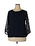 Collective Concepts Blue 3/4 Sleeve Blouse Size XXL - photo 1