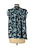 Ann Taylor LOFT 100% Polyester Blue Sleeveless Blouse Size L - photo 2