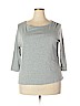 Talbots 100% Cotton Gray 3/4 Sleeve Top Size 2X - photo 1