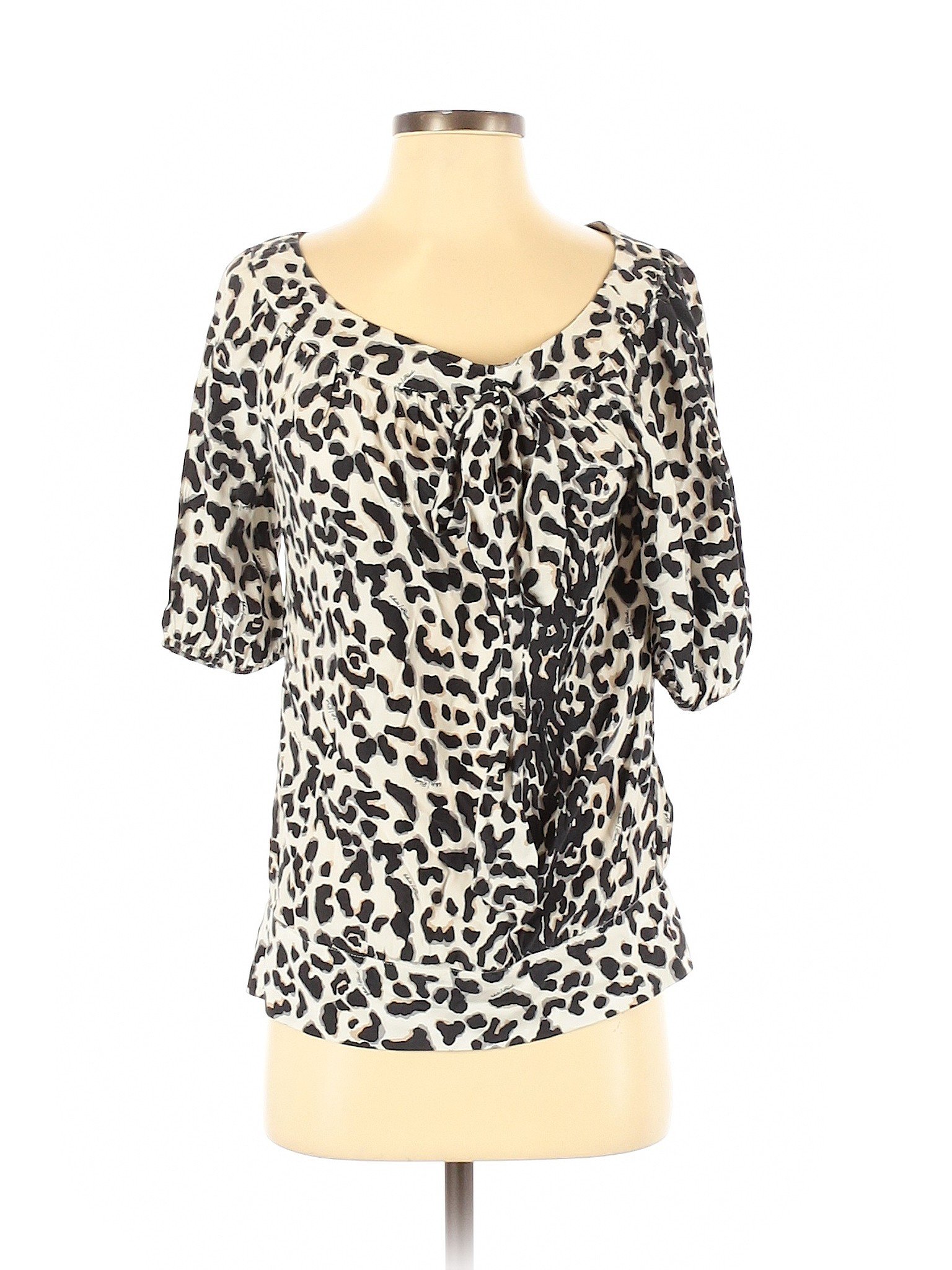 White House Black Market Women Black Short Sleeve Silk Top XS | eBay