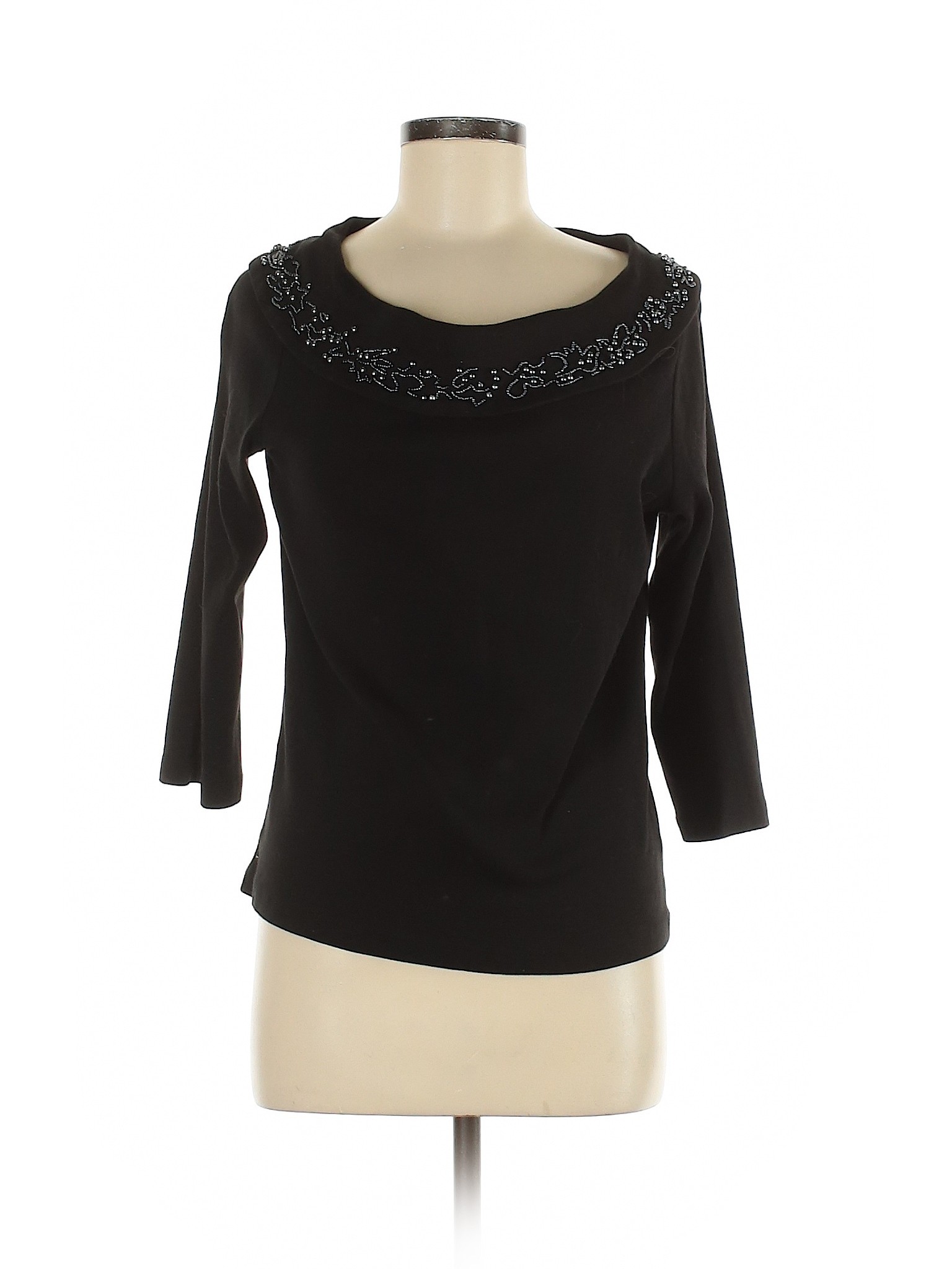 Rafaella Women Black 3/4 Sleeve Top M | eBay