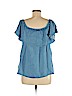 7 For All Mankind 100% Tencel Lyocell Blue Short Sleeve Blouse Size M - photo 2