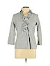 Talbots 100% Cotton Gray 3/4 Sleeve Button-Down Shirt Size 10 (petite) - photo 1