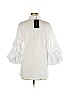 Zara White 3/4 Sleeve Button-Down Shirt Size M - photo 2
