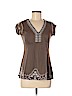 BCBGMAXAZRIA 100% Cotton Tan Short Sleeve Top Size L - photo 1