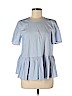 Zara 100% Cotton Blue Short Sleeve Blouse Size M - photo 1