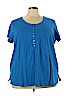 Woman Within 100% Cotton Blue Short Sleeve Henley Size 30 (3X) - photo 1