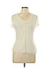 Alfani 100% Silk Ivory Short Sleeve Silk Top Size 10 - photo 1