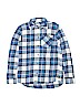 H&M 100% Cotton Plaid Blue Long Sleeve Button-Down Shirt Size 13 - 14 - photo 1
