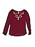 Justice 100% Rayon Burgundy Long Sleeve Blouse Size 7 - photo 1