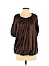ABS Collection 100% Silk Brown Short Sleeve Silk Top Size P (petite) - photo 1