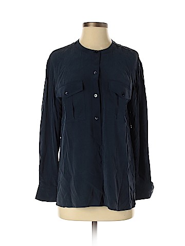 Theory Long Sleeve Silk Top (view 1)