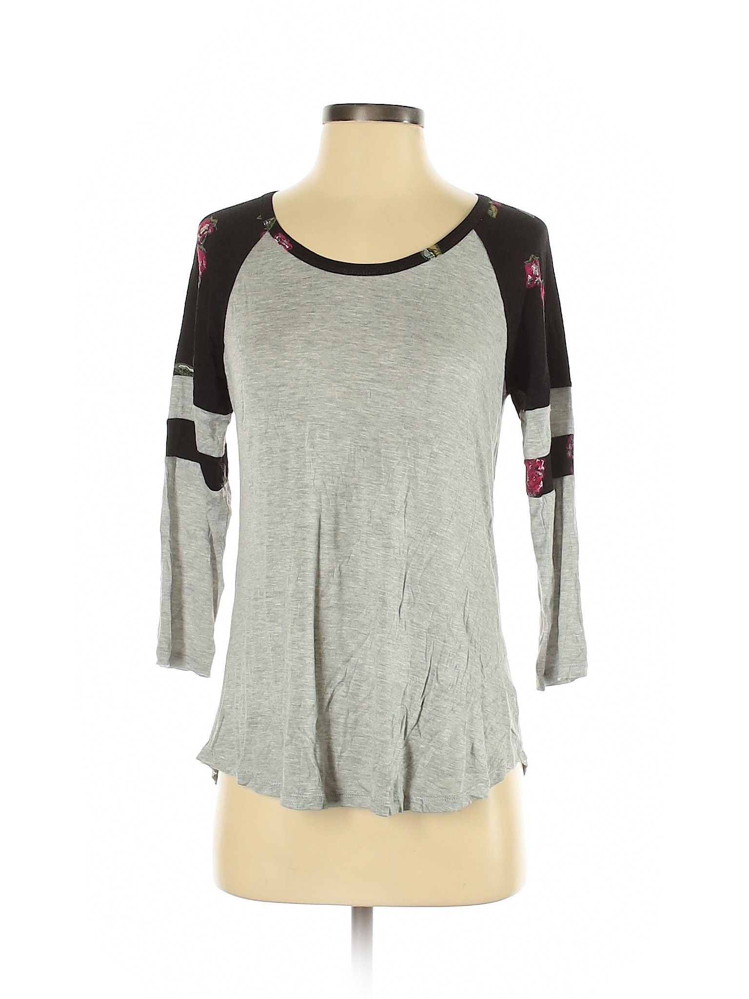 NWT Eyeshadow Women Gray 3/4 Sleeve TShirt S eBay
