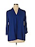Alfani 100% Polyester Blue 3/4 Sleeve Blouse Size 16 - photo 1