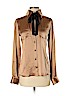 Dolce & Gabbana 100% Silk Tan Long Sleeve Silk Top Size EU (IT) 40 / US 4 - photo 1