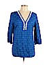MICHAEL Michael Kors 100% Cotton Blue 3/4 Sleeve Blouse Size L - photo 1