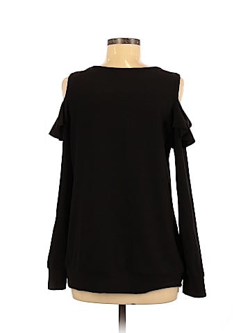 Ticked Teal Long Sleeve Top (view 2)