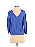 Diane von Furstenberg 100% Silk Blue 3/4 Sleeve Silk Top Size 4 - photo 1