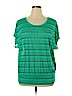 Lane Bryant 100% Polyester Green Short Sleeve Blouse Size 14 - 16 Plus - photo 1