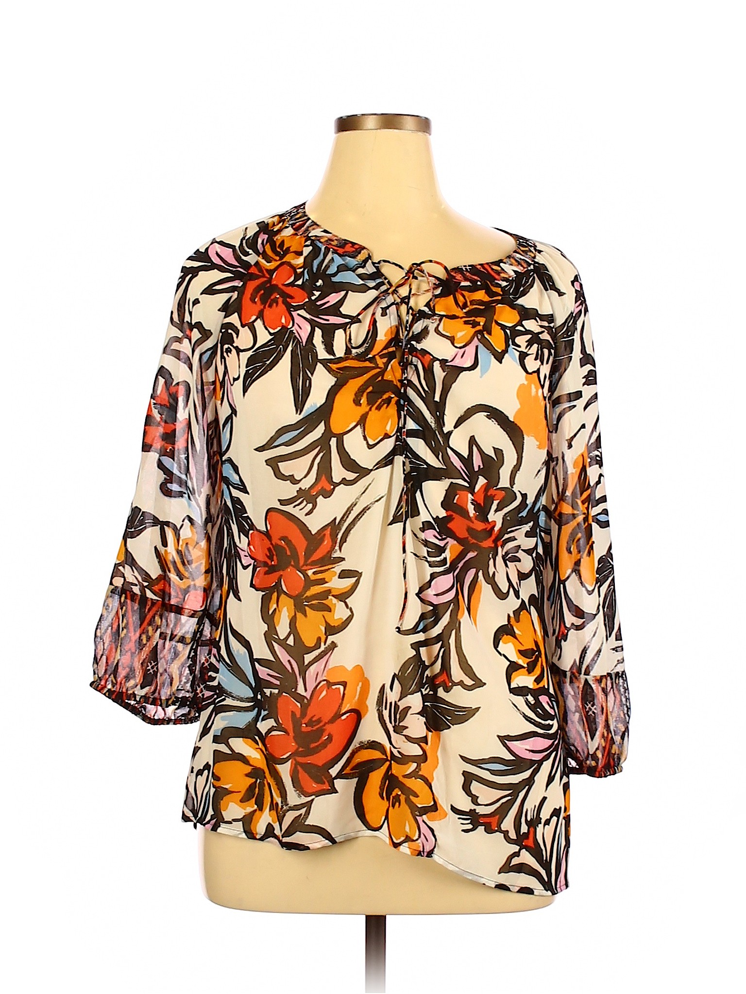 Figueroa & Flower Women Orange Long Sleeve Blouse XL | eBay