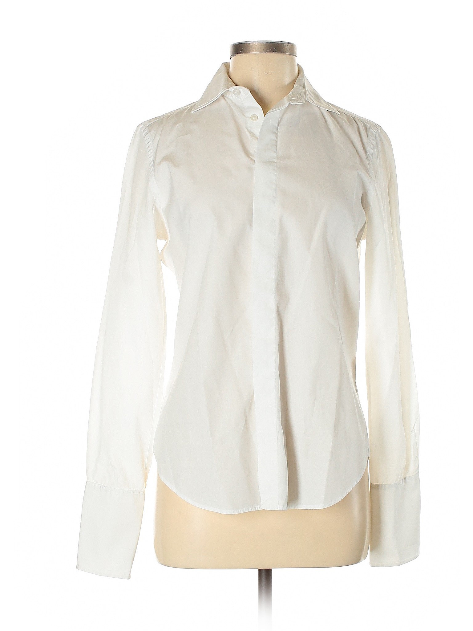 Ralph Lauren Collection 100% Cotton White Long Sleeve Button-Down Shirt ...