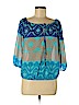 Trina Turk Blue 3/4 Sleeve Silk Top Size M - photo 1