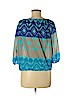 Trina Turk Blue 3/4 Sleeve Silk Top Size M - photo 2