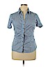 New York & Company Blue Short Sleeve Button-Down Shirt Size XL - photo 1