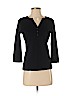 Karen Scott 100% Cotton Black 3/4 Sleeve Henley Size S (petite) - photo 1