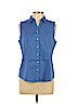 Talbots 100% Cotton Blue Sleeveless Button-Down Shirt Size 12 (petite) - photo 1